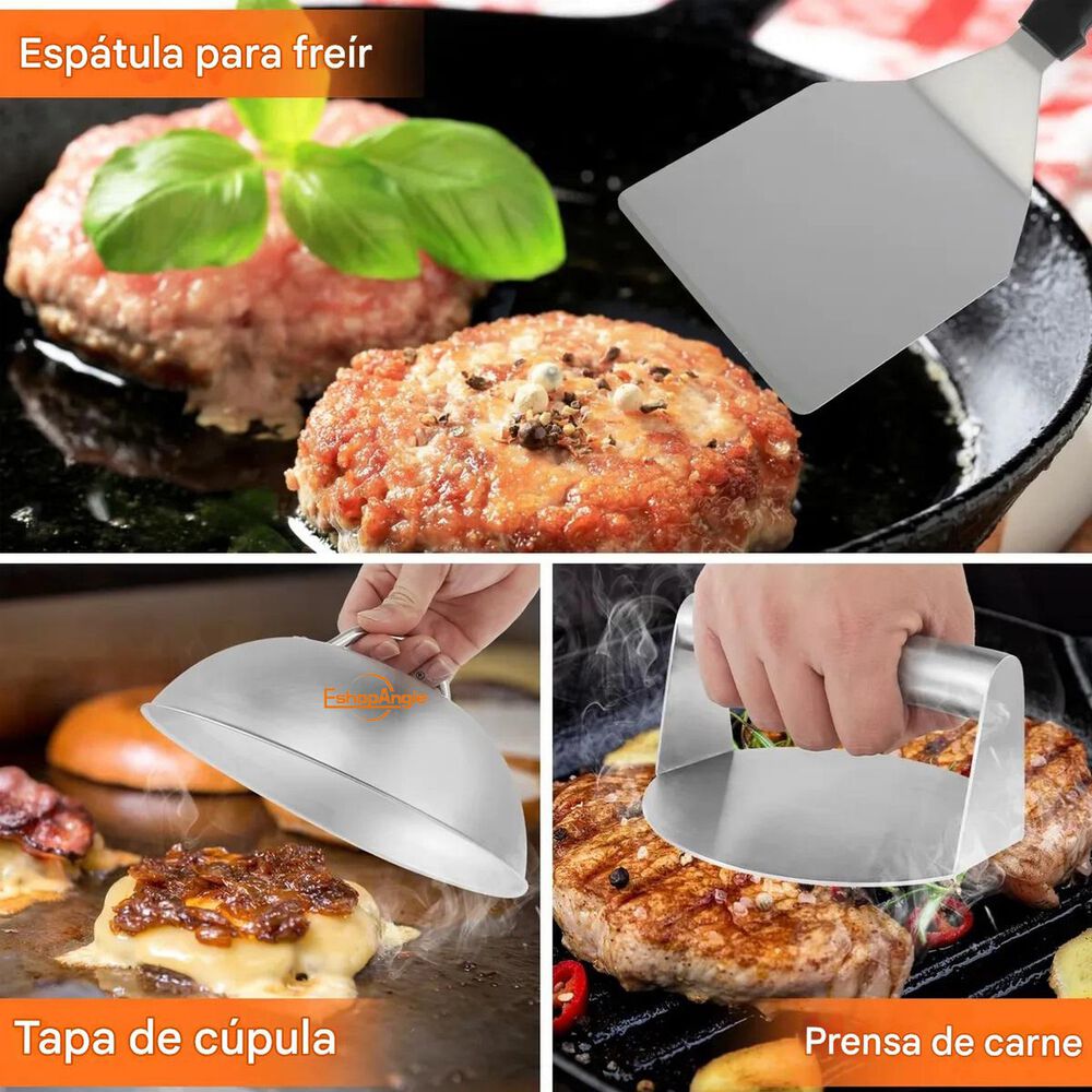 Kit Prensa Hamburguesas Acero Inoxidable 4 Piezas image number 4.0