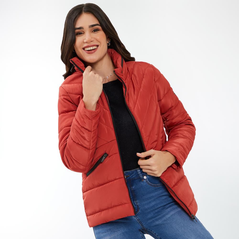 Parka Espiga Regular Cuello Alto Gorro Oculto Mujer Kimera image number 0.0