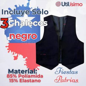 Pack 3 Chaleco Bolero Nortino Niño Juvenil Fiestas Patrias Negro