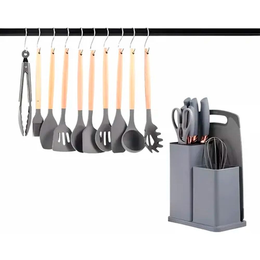 Set De 19 Utensilios De Cocina Mango De Madera image number 4.0