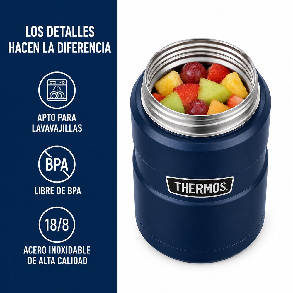 Termo De Comida Inox Thermos King 700ml Matt Navy image number 7.0