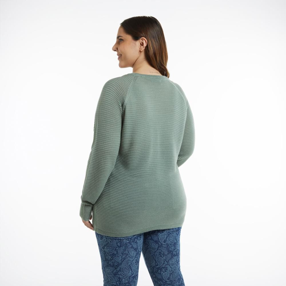 Sweater Talla Grande Liso Manga Larga Cuello Redondo Mujer Sexy Large image number 3.0