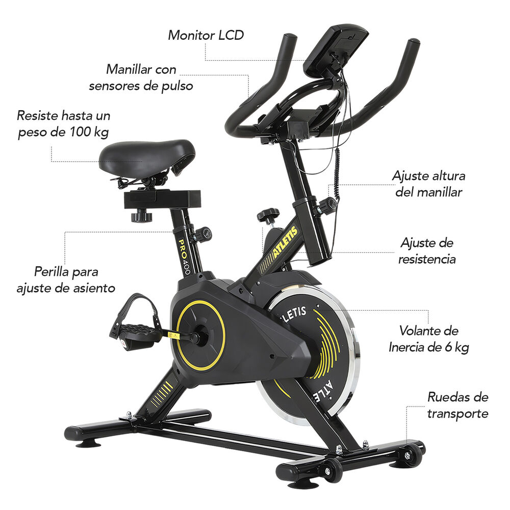 Bicicleta Spinning Atletis Pro 400 Amarillo 6 Kg image number 2.0