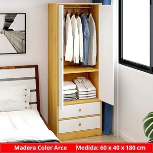 Armario De Madera Para Dormitorio 60 X 40 X 180 Cm Con Puertas Batientes