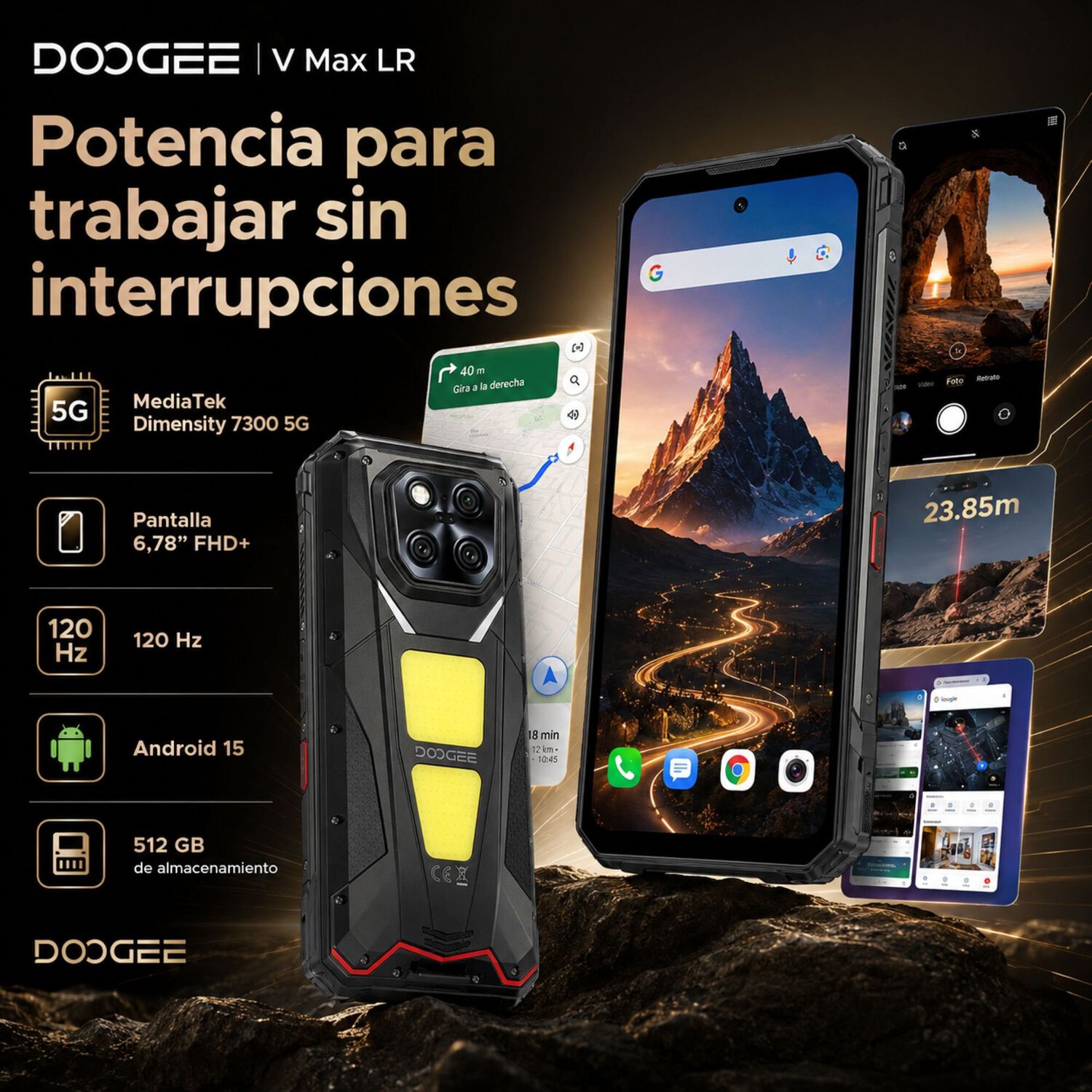 Celular Rugged Doogee V Max Lr 5g L&aacute;ser 40m 512gb 36gb Ram image number 7.0