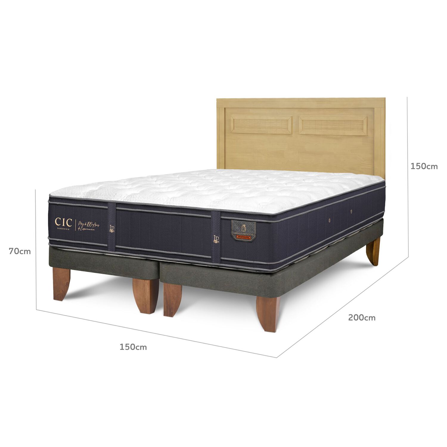 Cama Europea Cic Linea Premium / 2 Plazas / Base Dividida + Respaldo image number 2.0