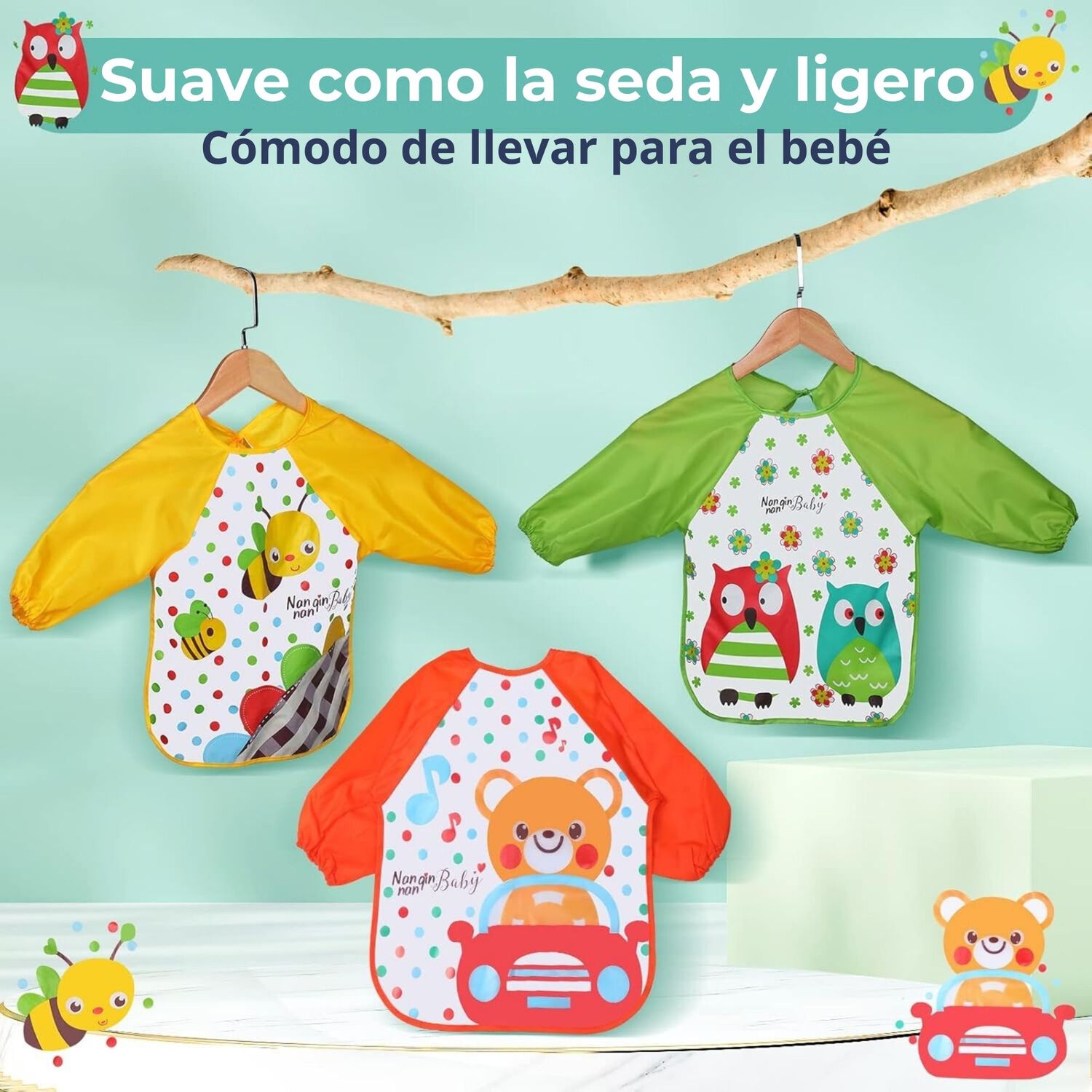 Pack 9 Baberos Pl&aacute;sticos Con Mangas Para Beb&eacute;s Jump Kids Ni&ntilde;o image number 8.0