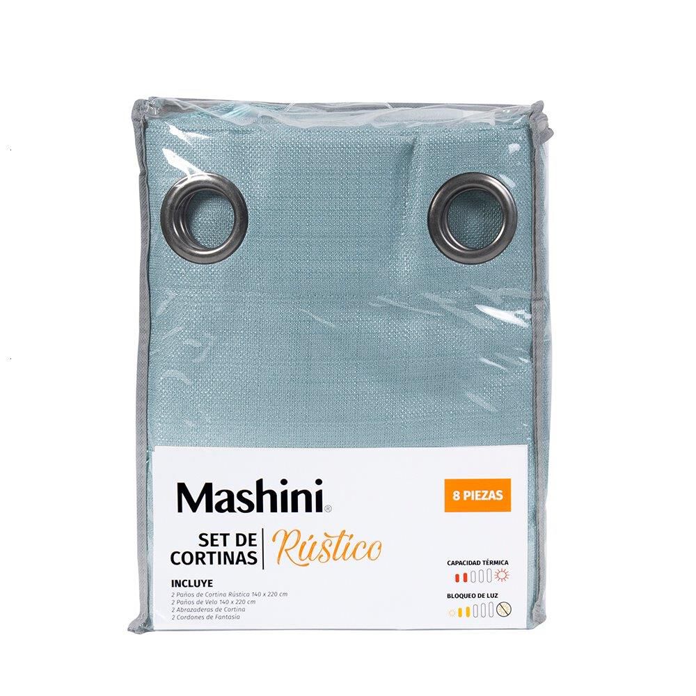 Set Cortina Jqd Rustica 8pzas Argolla 140x220 Turq image number 3.0