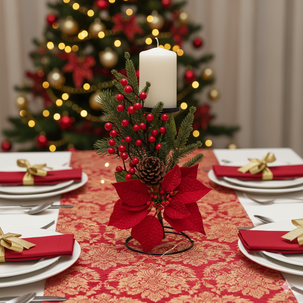 Adorno De Navidad Casaideal Candelabro Rojo