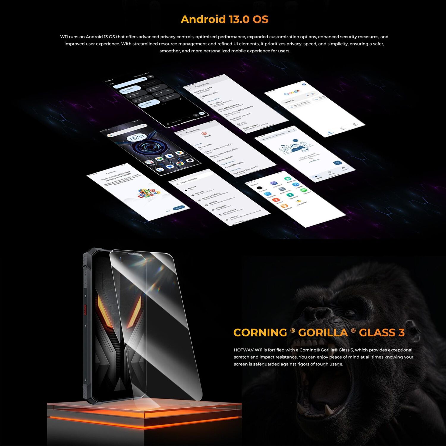 Hotwav W11 - Smartphone Resistente Con Bater&iacute;a De 20.800mah Y Led De Camping image number 8.0