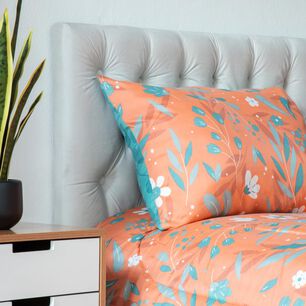 Set Plum&oacute;n + Almohada Estampada Casaideal Jardin / 1.5 Plazas