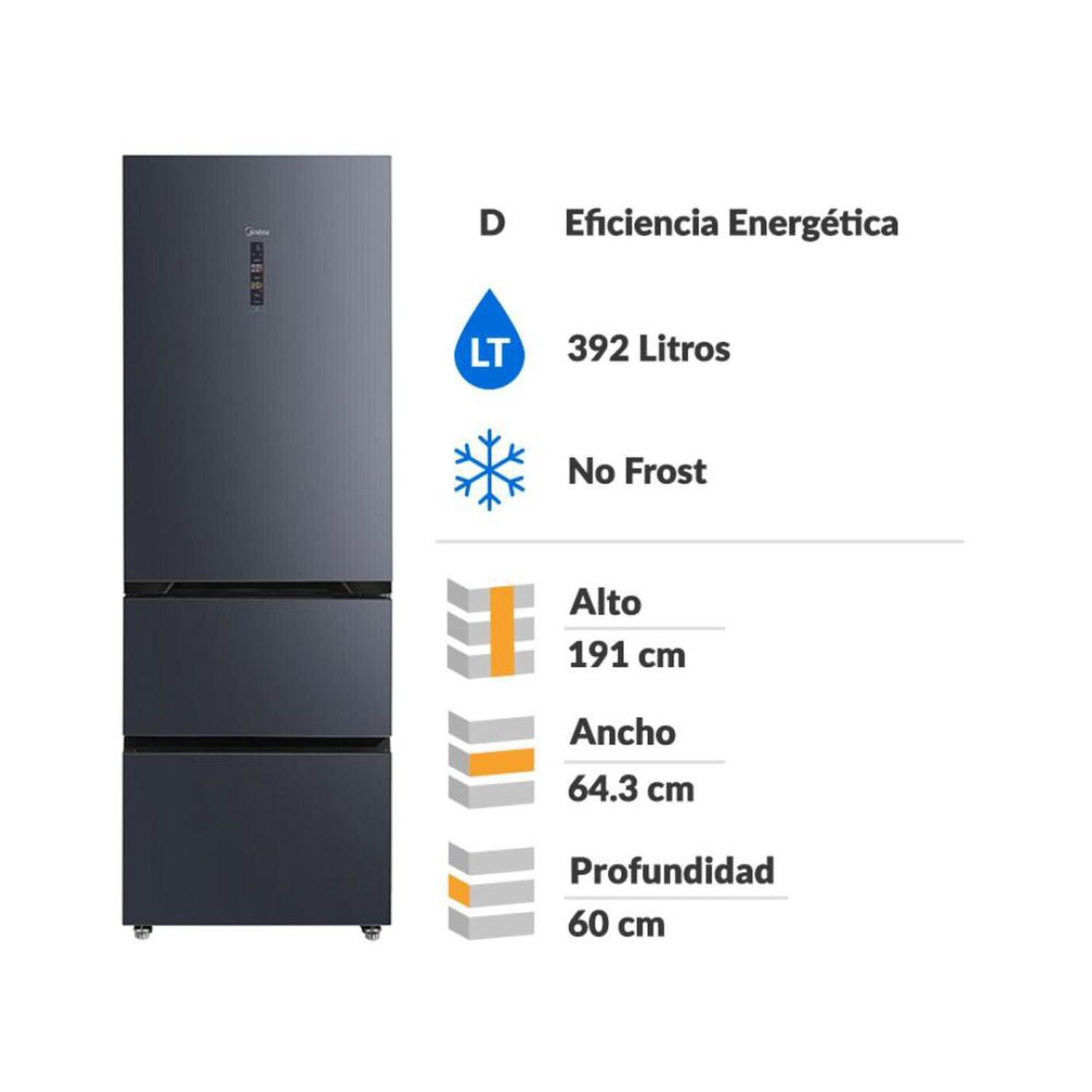 Refrigerador French Door Midea MDRM542FGE70 / No Frost / 392 Litros / D image number 1.0