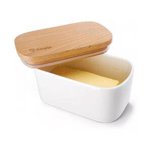 Mantequillero De Cer&aacute;mica Tapa Bamboo 300 Ml Simplit
