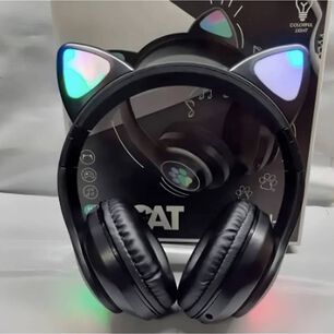 Aud&iacute;fonos Gamer Inal&aacute;mbricos Negro Con Luz Led