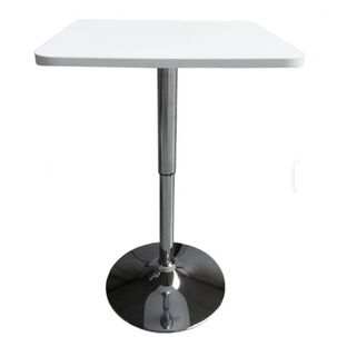 Mesa Bar De Altura Regulable Cuadrada 60 Cm Mdf Color Blanco