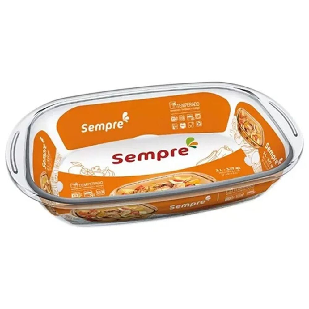 Bandeja Rectangular Mediana Vidrio Templado 3 Litros Sempre image number 1.0