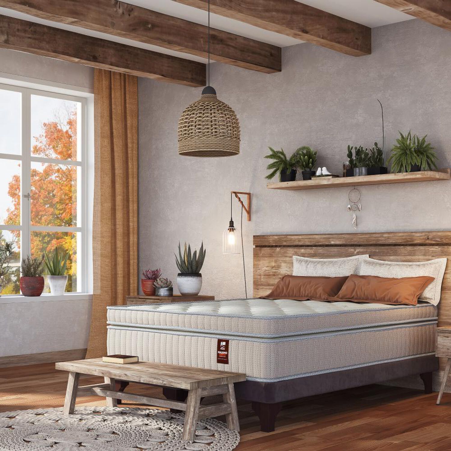 Cama Europea Flex Maximo Cobre / 1.5 Plazas / Base Normal + Set De Maderas image number 5.0