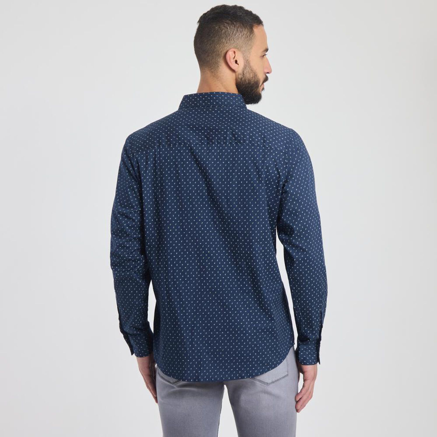 Camisa Estampada Slim Manga Larga Hombre Az Black image number 3.0