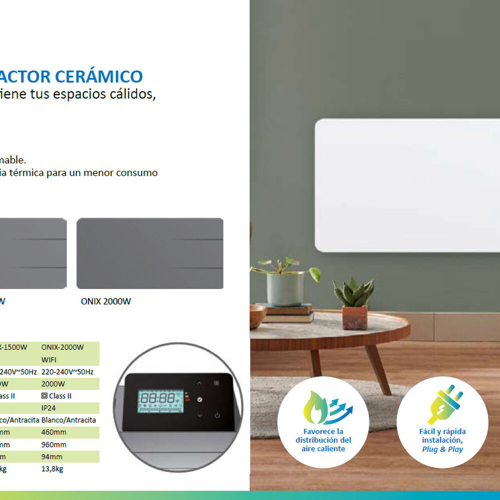 Estufa Radiador Calefactor &Oacute;nix Cer&aacute;mico Wifi Antracita 1500w Primaterm image number 5.0