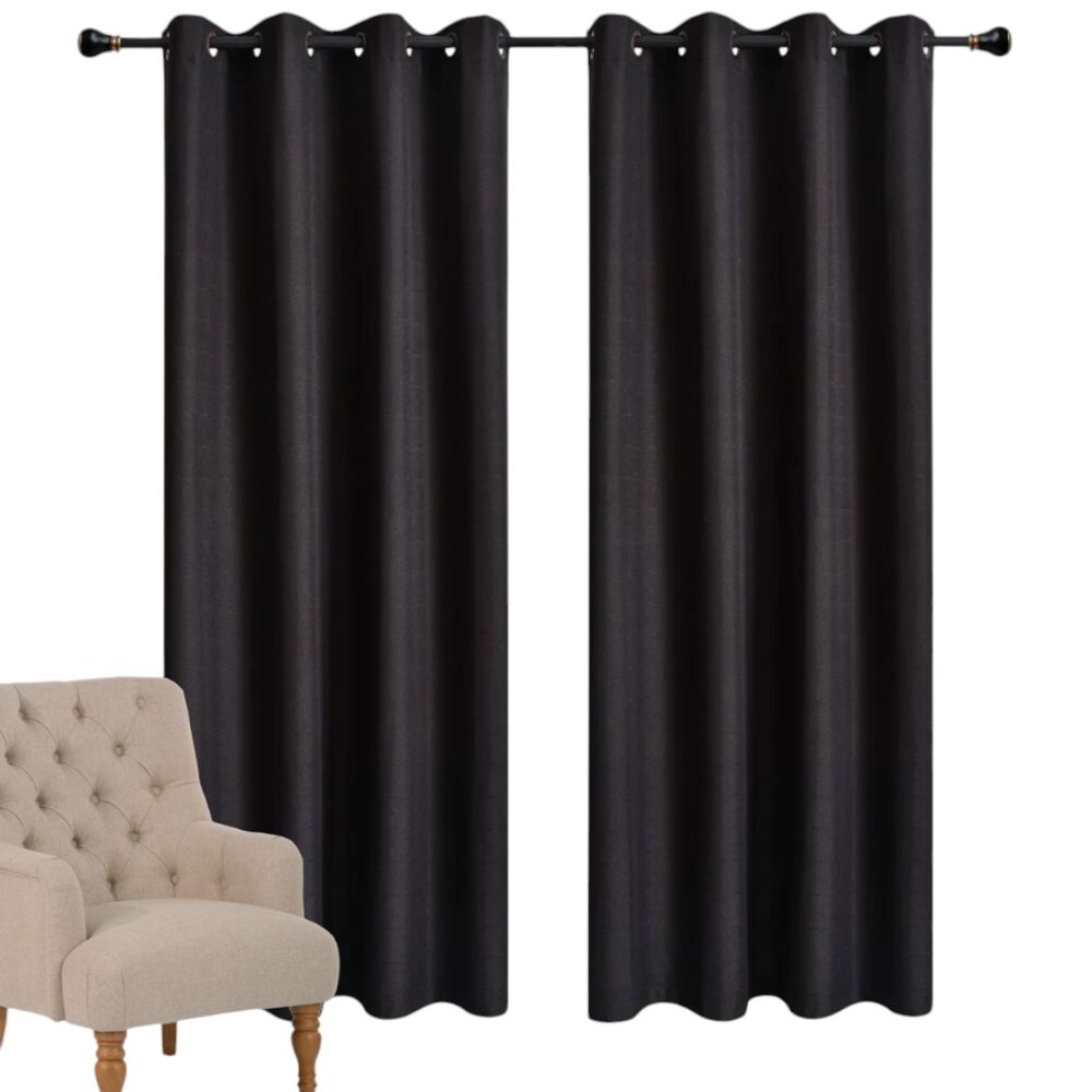 Cortina 100% Blackout Engomada Térmica Medida 140cm X 230cm Color Negro image number 0.0
