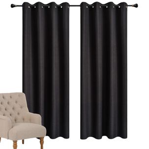 Cortina 100% Blackout Engomada Térmica Medida 140cm X 230cm Color Negro