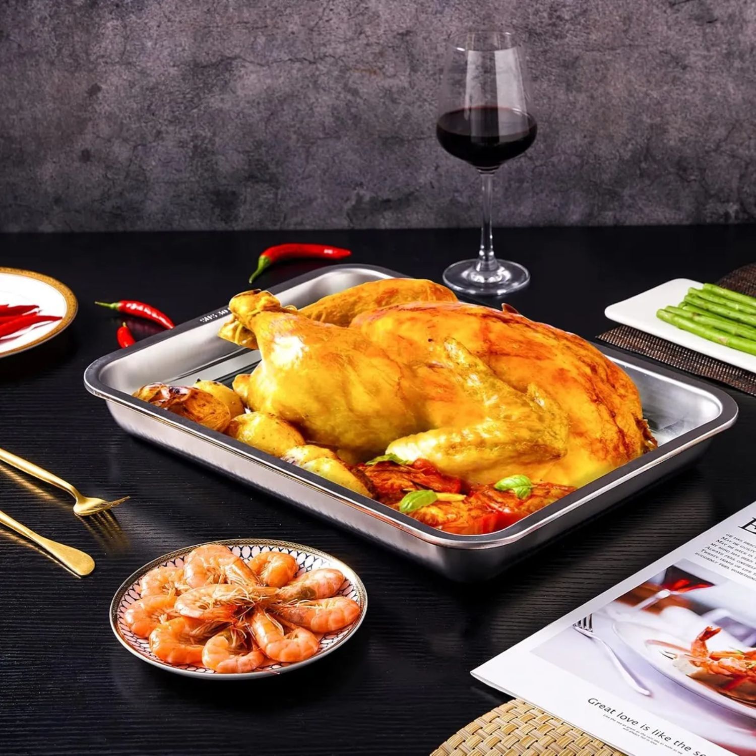 Bandeja Horno Rectangular Molde 60x40x7cm De Acero Cocina image number 1.0