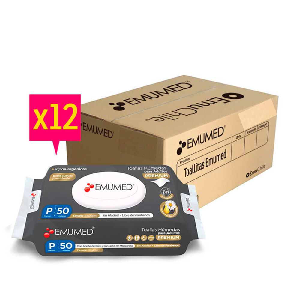Toalla Húmeda Adulto Emumed Premium Con Tapa - 600 Uds. image number 0.0