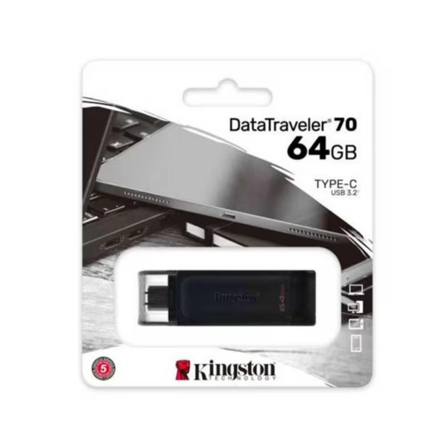 Pendrive Usb 3.2 Tipo C 64gb Negro Dt70 image number 4.0