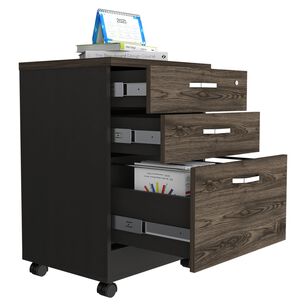 Cajonera Con Ruedas Fm-003n Negro Y Caf&eacute; Oscuro