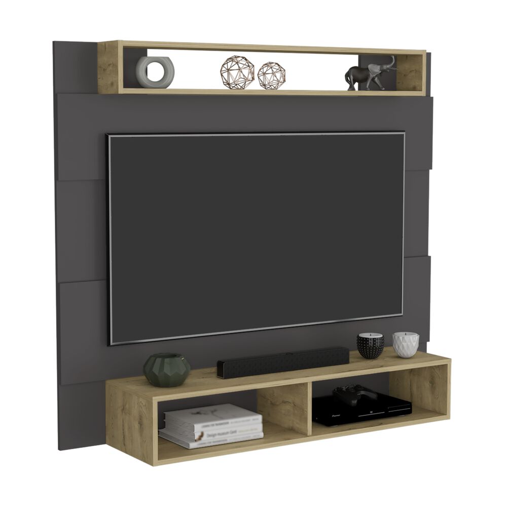Panel Tv 65" Fm 120x140x31,5 Cm Café Claro Y Gris image number 1.0
