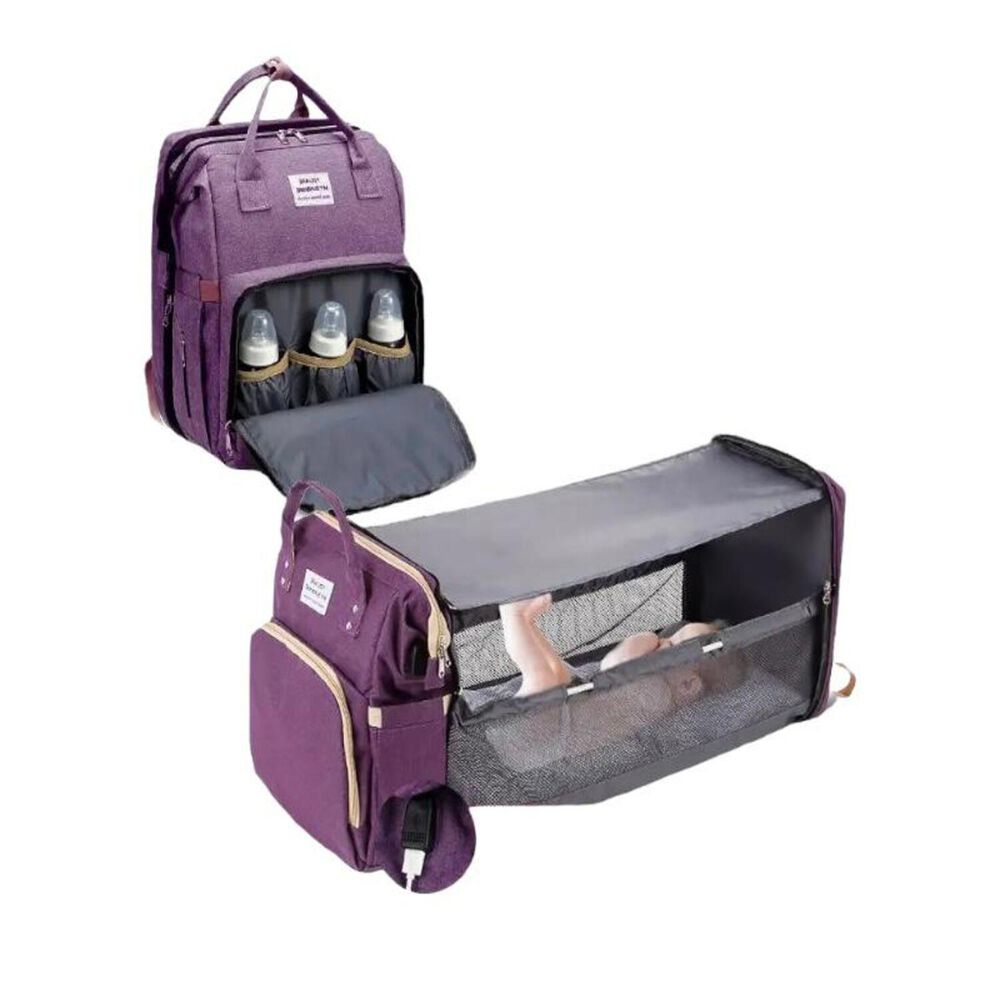 Mochila Maternal 3 En 1 Con Cunita Lubabycas Morada image number 0.0