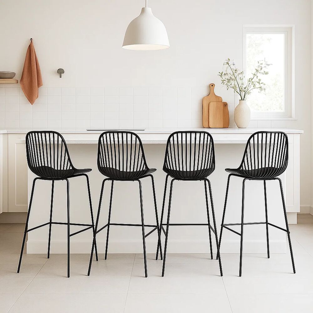 Pack De 4 Taburetes Piso Bar Tropea Alto - Negro image number 1.0