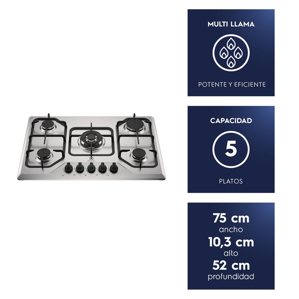 Encimera A Gas 5 Platos Experience Multi Llama Ke5xc Inox image number 1.0