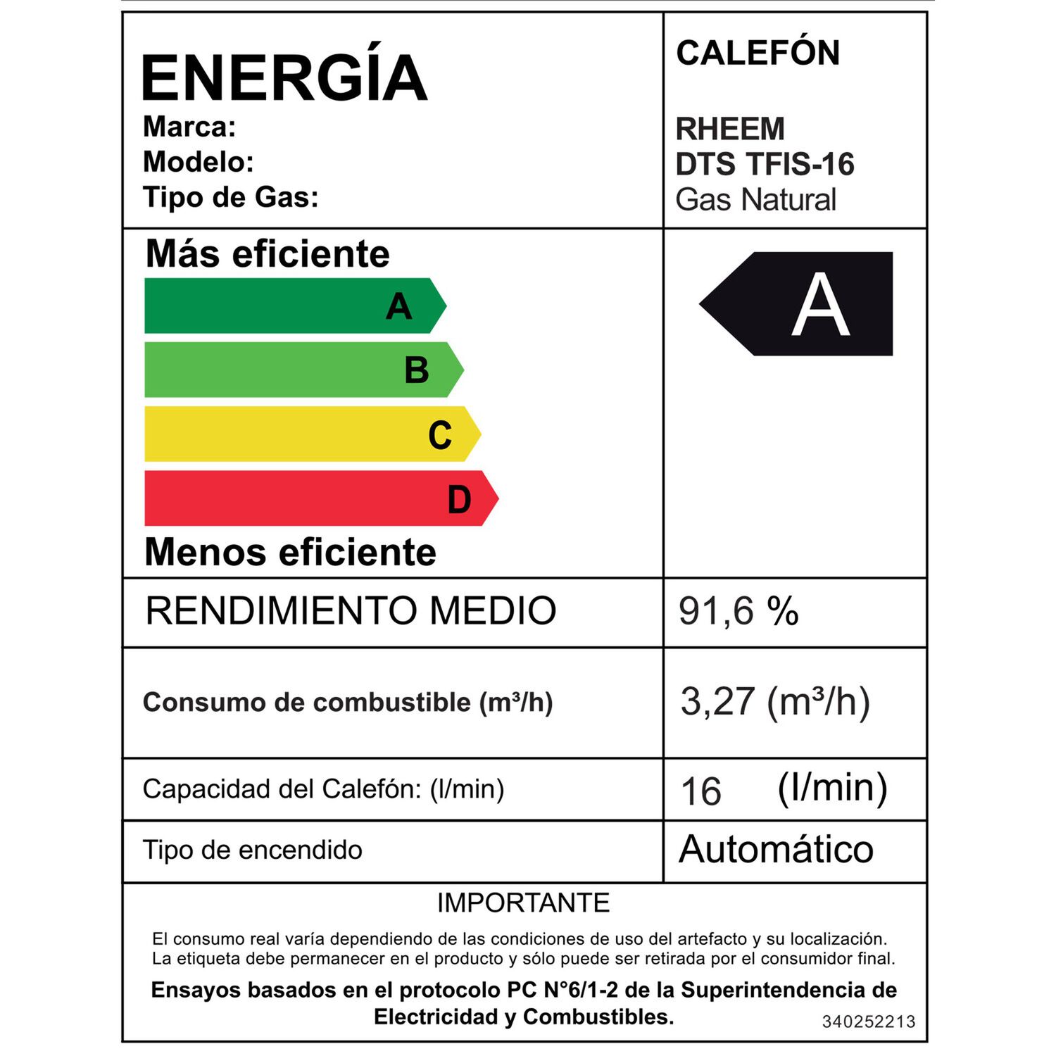 Calefont 16 Litros Gas Natural Tiro Forzado Rheem image number 6.0
