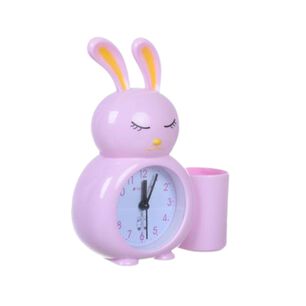 Reloj De Mesa Conejo Rosa Despertador Con Porta Lapiz 17cm