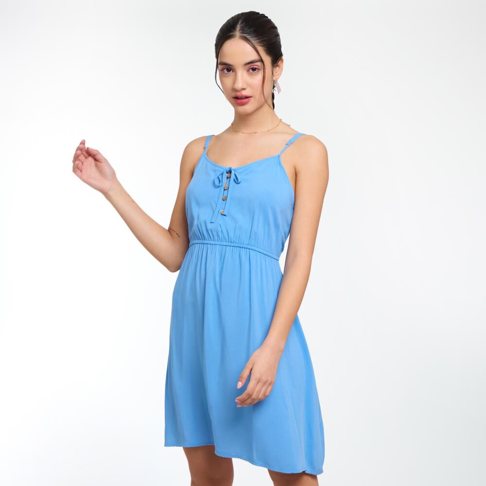 Vestido El&aacute;stico En Cintura Con Botones Sin Mangas Mujer Freedom image number 2.0