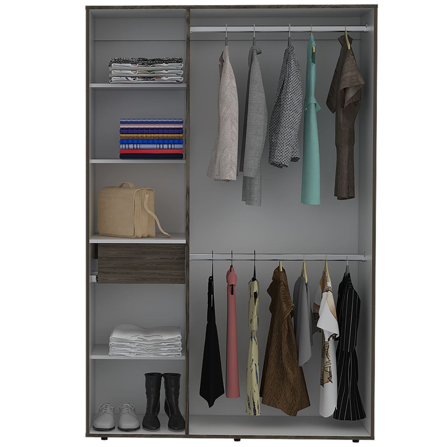 Closet 3 Puertas Con Colgador 181,9x120x47,3 Cm Caf&eacute; Y Blanco image number 2.0
