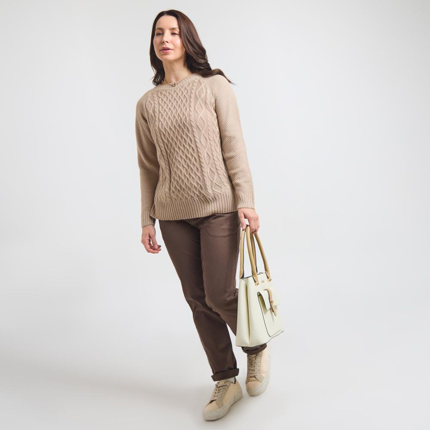Sweater Trenzado Manga Larga Cuello Redondo Mujer Geeps image number 1.0