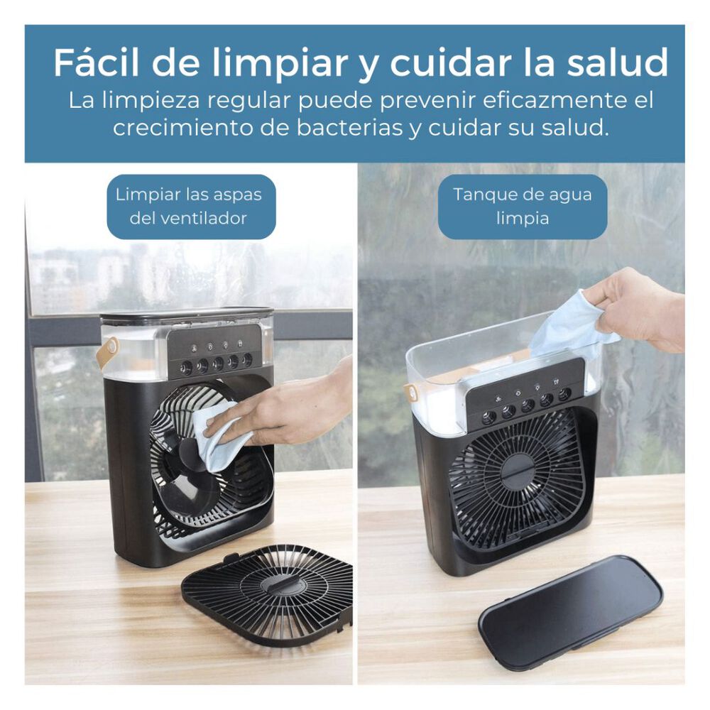 Climatizador Portátil Frío 4 En 1 Ventilador Humificador Enfriador Lampara Led 220v Usb Negro image number 5.0