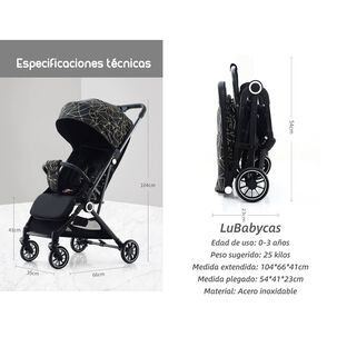 Coche De Paseo &Uacute;ltra Compacto Lubabycas Go Travel Negro