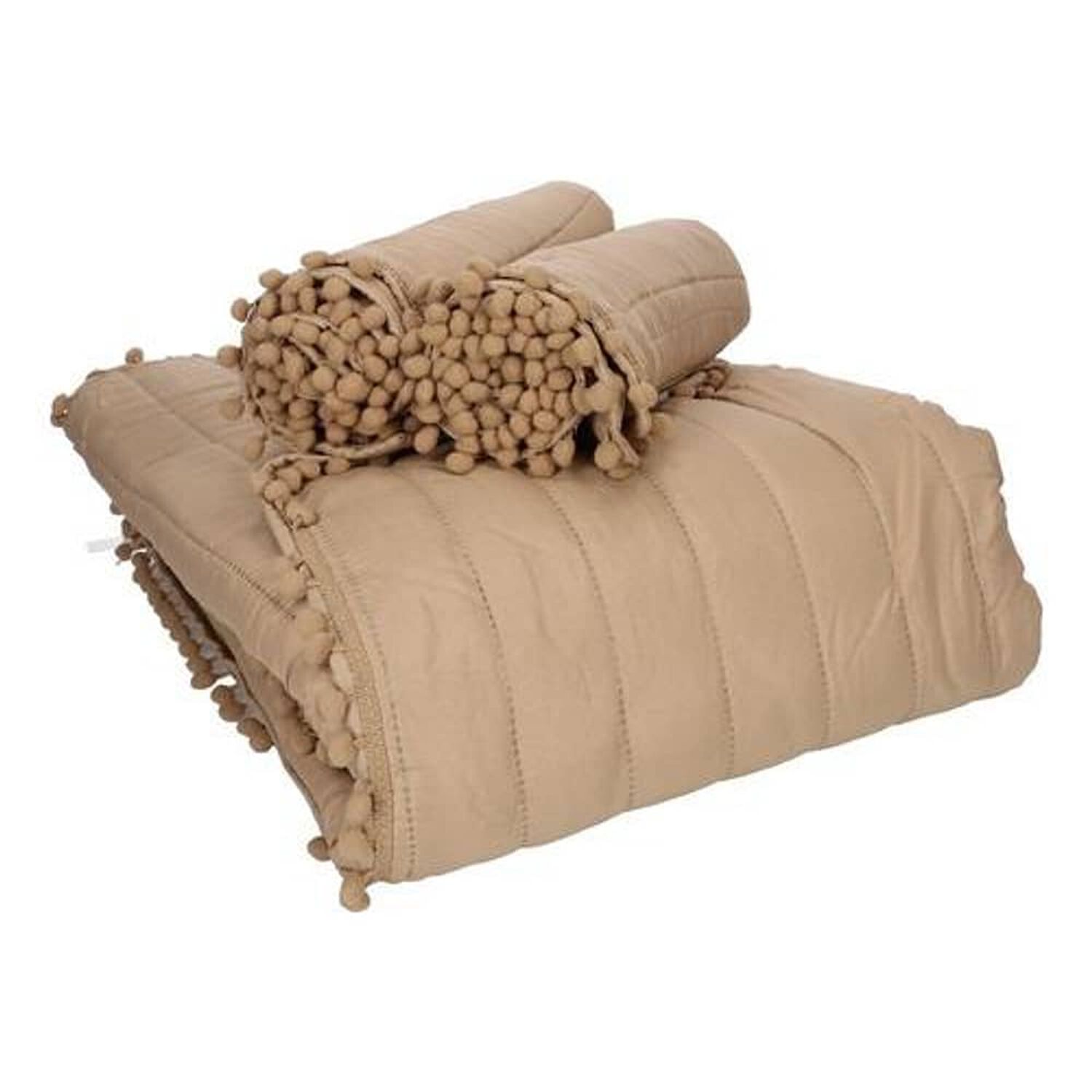 Quilt Andes Pom Pom Taupe 1.5 Plazas image number 4.0