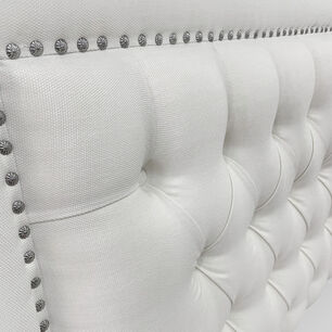 Respaldo De Cama Capiton&eacute; Frame Tachas Lino Marf&iacute;l 1 Plaza