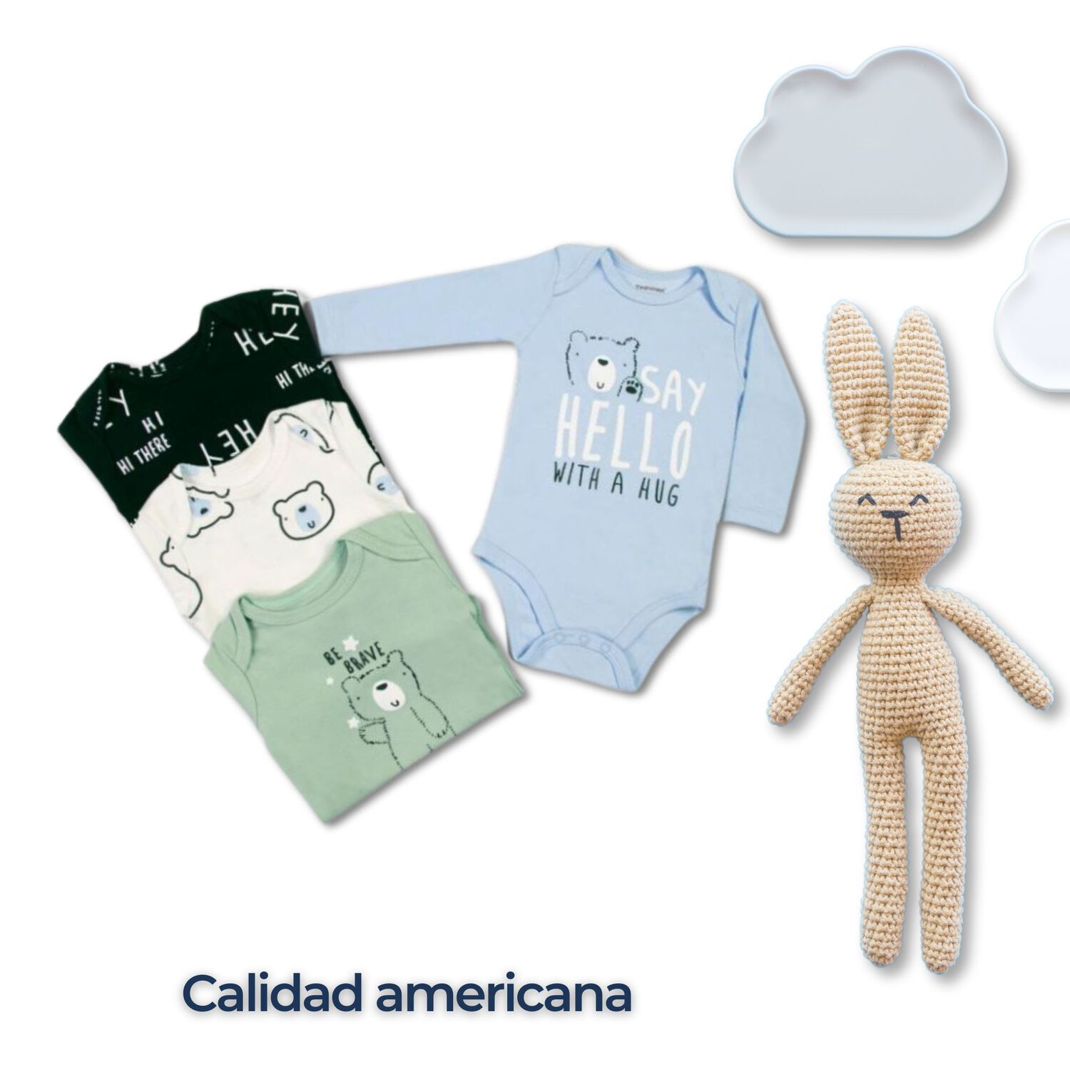 Pack 4 Bodys Ni&ntilde;o Manga Larga Tedmimak 100% Algod&oacute;n Baby Bear image number 5.0