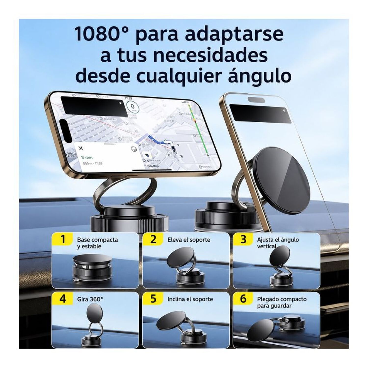 Soporte Magnetico Celular Adsorcion Al Vacio Auto Escritorio image number 1.0