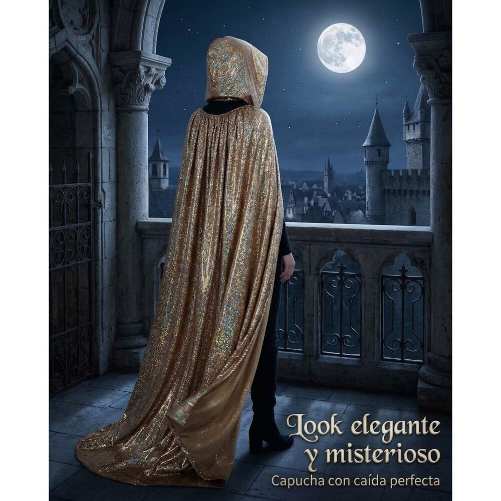 Capa Glitter Brillante Con Capucha Para Cosplay Y Disfraz image number 14.0