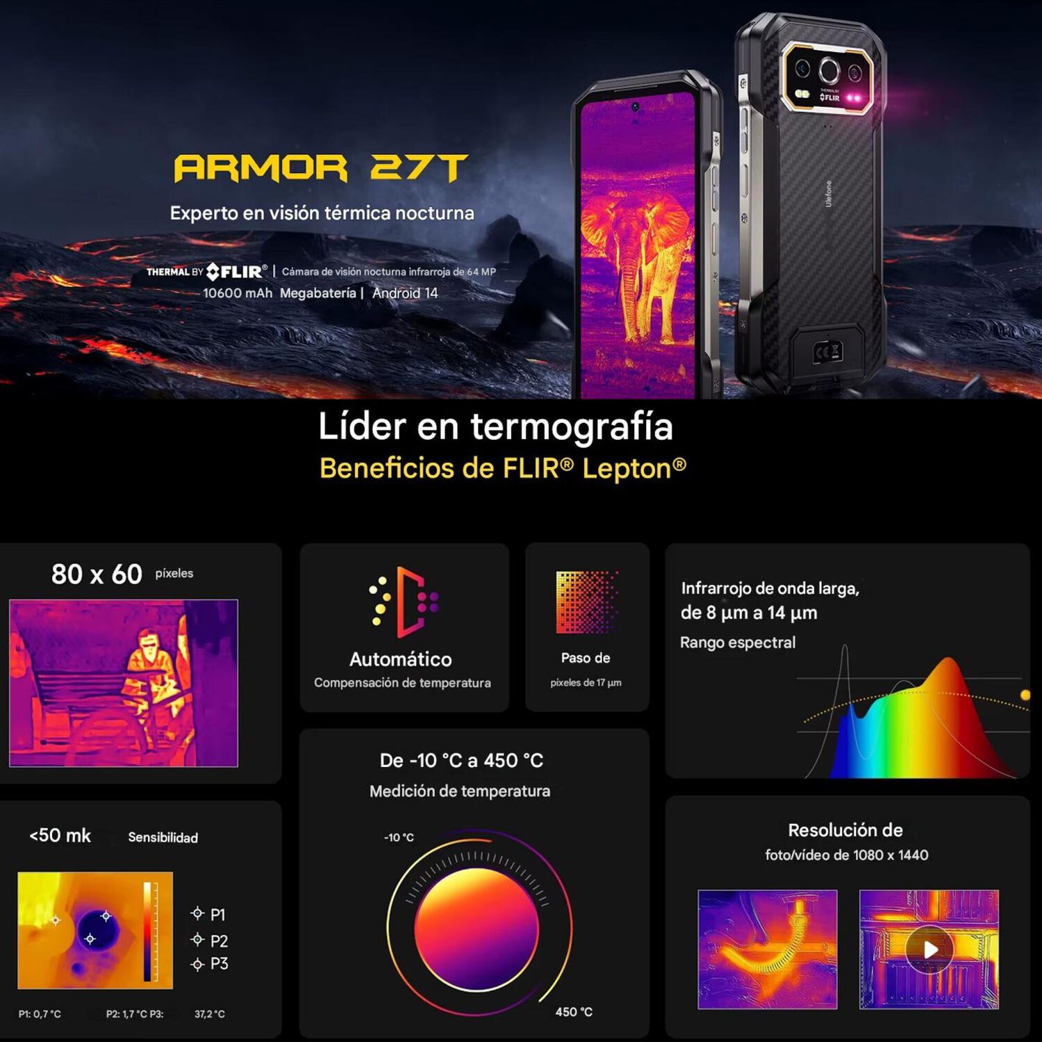 Ulefone Armor 27t | T&eacute;rmica Flir, Visi&oacute;n Nocturna Y 10600mah image number 1.0