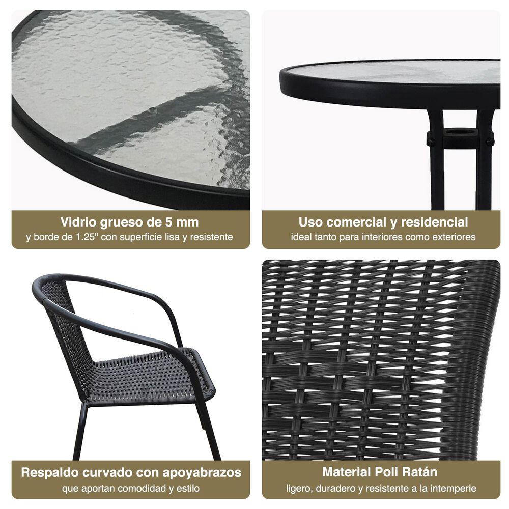 Set Terraza Maceio 2 Sillas + Mesa Vidrio 70x60 Cm Negro image number 4.0