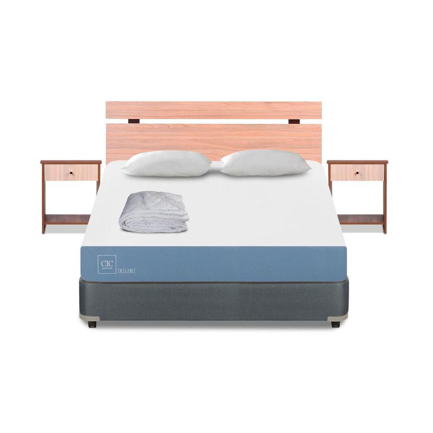 Cama Americana Cic Excellence / 2 Plazas / Base Normal + Set De Maderas + Textil image number 0.0