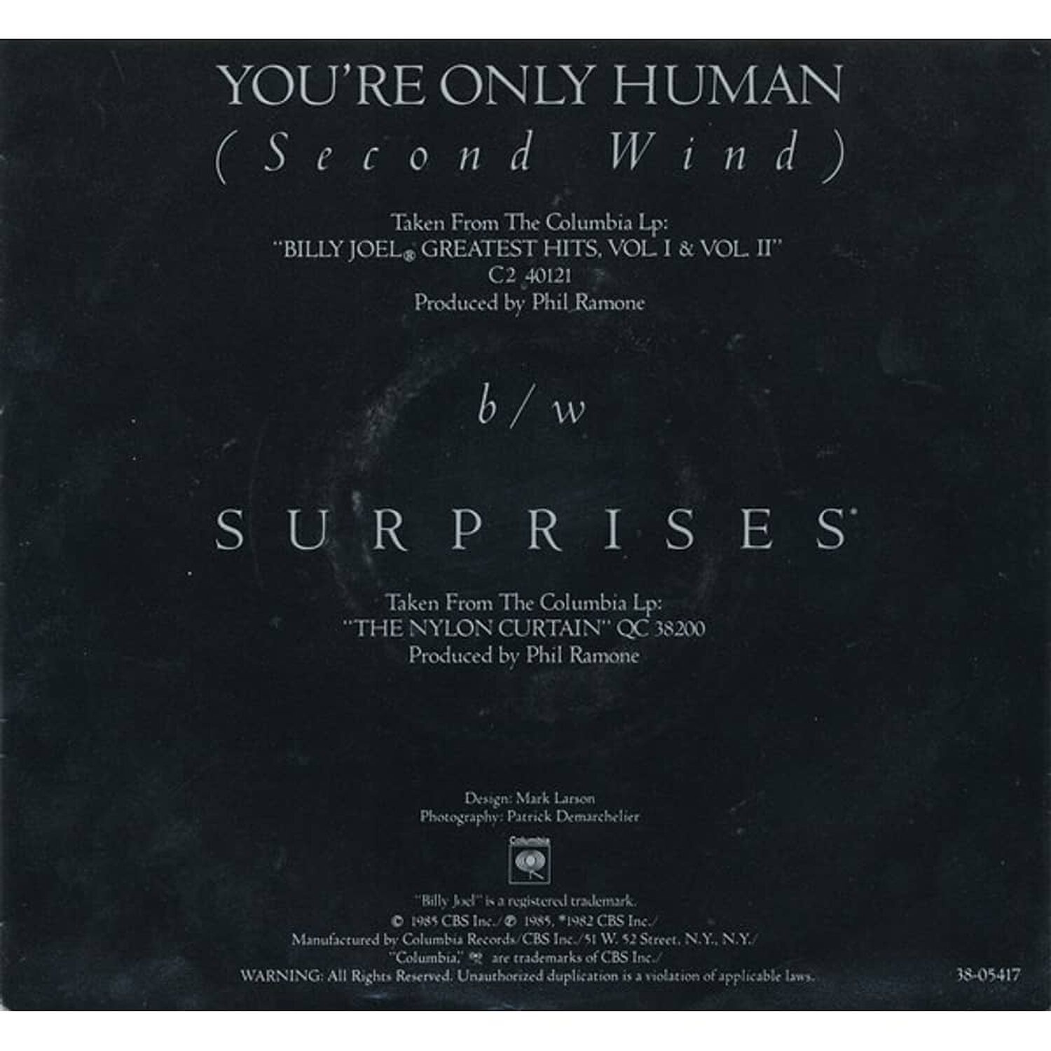 Billy Joel - You're Only Human | 7" Single Vinilo Usado image number 1.0