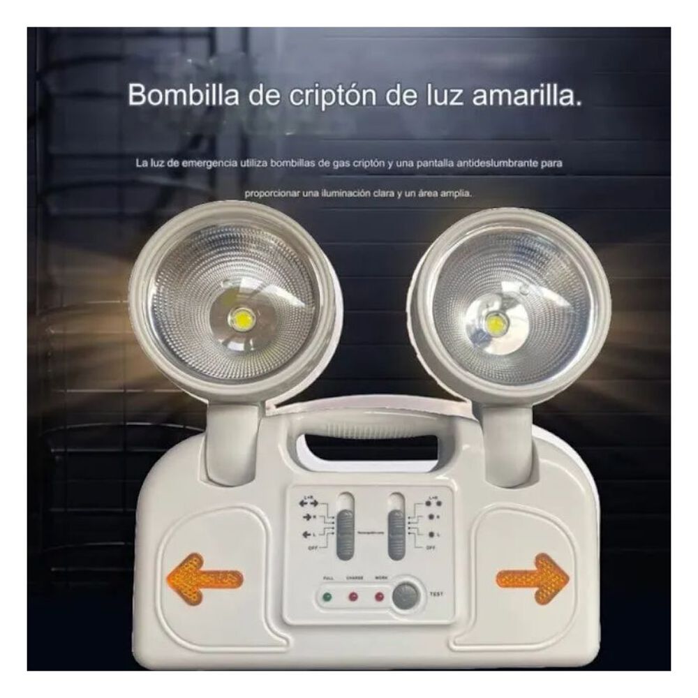 L&aacute;mpara Emergencia 2 Focos Recargable Luz Led image number 2.0